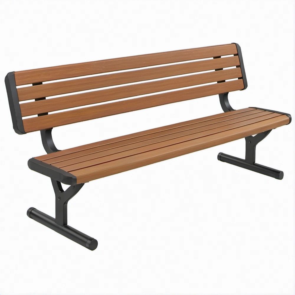 Banco de Exterior em Compósito de Madeira e Plástico e Aço Castanho e Preto 150 x 60 x 80 cm