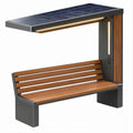 Banco de Exterior com Cobertura Solar, Iluminação LED e Portas USB 180 x 70 x 210 cm Cinzento/Castanho/Preto