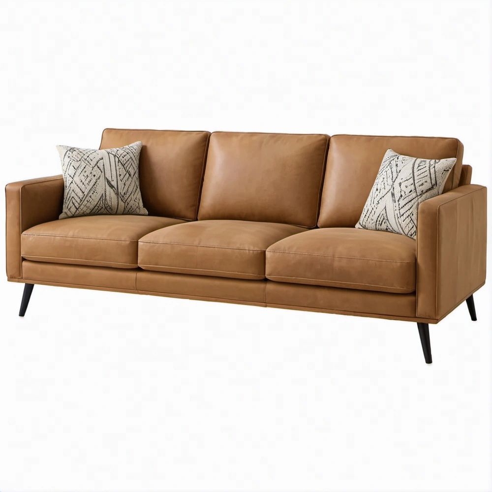Sofá de 3 Lugares Castanho em Couro Sintético PU 220 x 90 x 85 cm