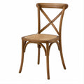 Cadeira de Jantar em Madeira de Faia e Rattan com Encosto em X, Castanho/Bege, 44 x 52 x 89 cm