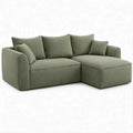 Sofá de canto com chaise longue à direita em verde-oliva, 220 x 150 x 85 cm