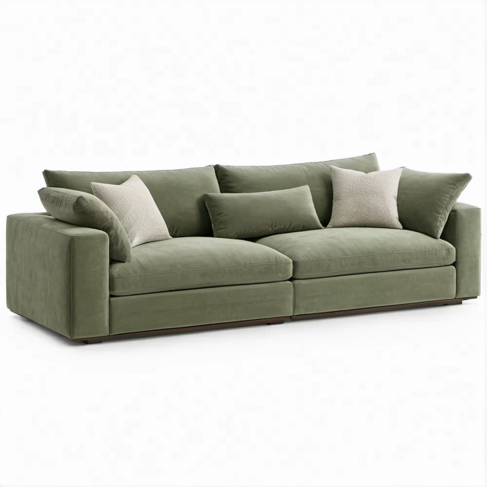 Sofá de 3 Lugares em Veludo Verde-Oliva 230 x 100 x 85 cm