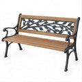 Banco de Jardim com Braços em Madeira Maciça e Ferro Fundido Castanho e Preto 122 x 62 x 83 cm