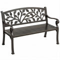 Banco de Jardim para 2 Pessoas em Alumínio Fundido Preto 122 x 61 x 87 cm