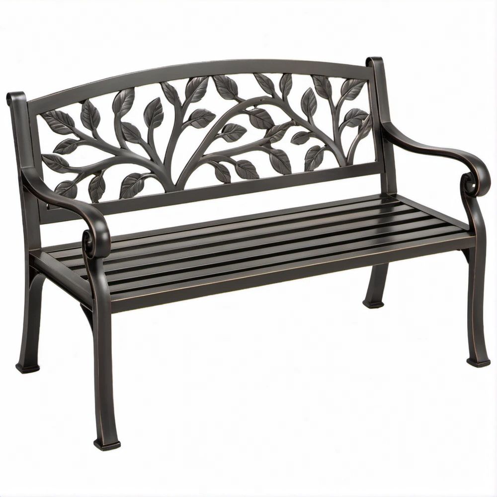 Banco de Jardim para 2 Pessoas em Alumínio Fundido Preto 122 x 61 x 87 cm