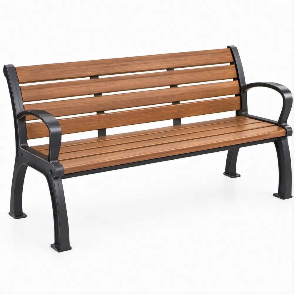 Banco de Jardim em WPC e Ferro Fundido Castanho e Preto 150 x 60 x 80 cm