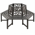 Banco Hexagonal para Jardim em Aço Carbono Preto 160 x 160 x 85 cm