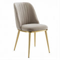 Cadeira de jantar estofada em veludo cinzento-taupe com pernas em aço dourado, 49 x 58 x 84 cm