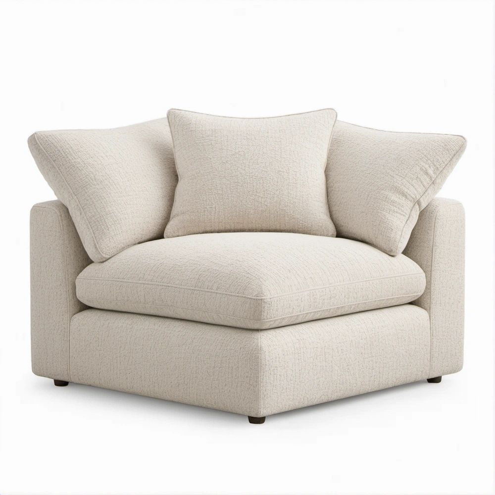 Poltrona Estofada Bege com Almofadas 110 x 95 x 85 cm